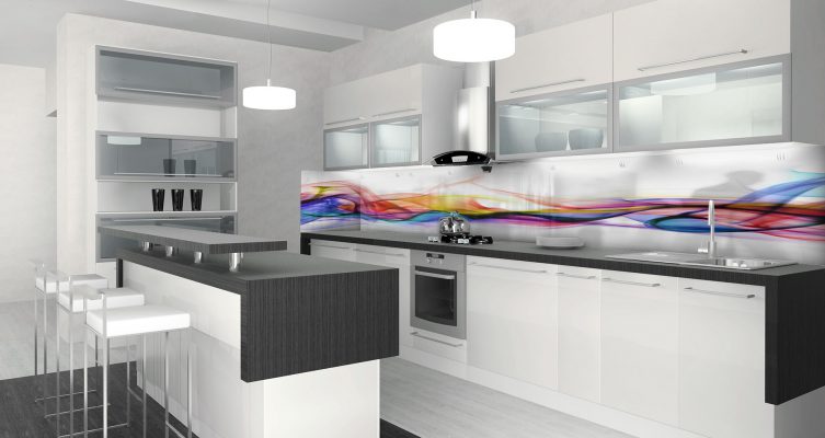 חיפוי זכוכית מופשט למטבח