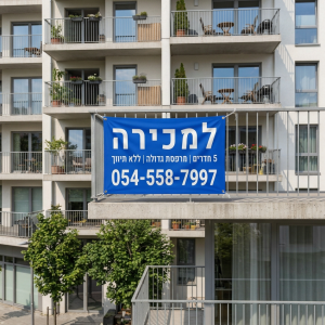 ⁦שלט למכירה (שמשונית ברזנט עם טבעות מסביב)⁩ – תמונה ⁦4⁩