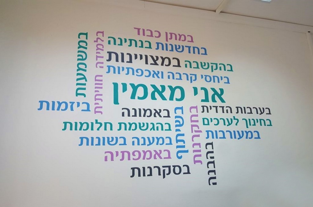 מדבקה צורנית ענן מילים אני מאמין
